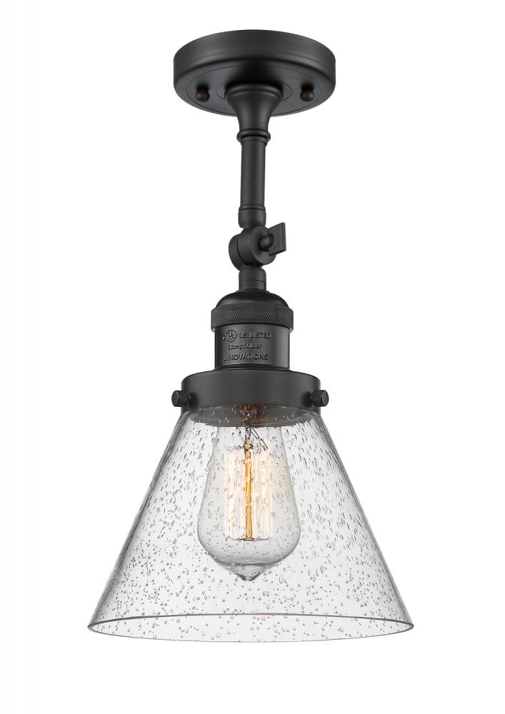 Cone - 1 Light - 8 inch - Matte Black - Adjustable Semi-Flush Mount