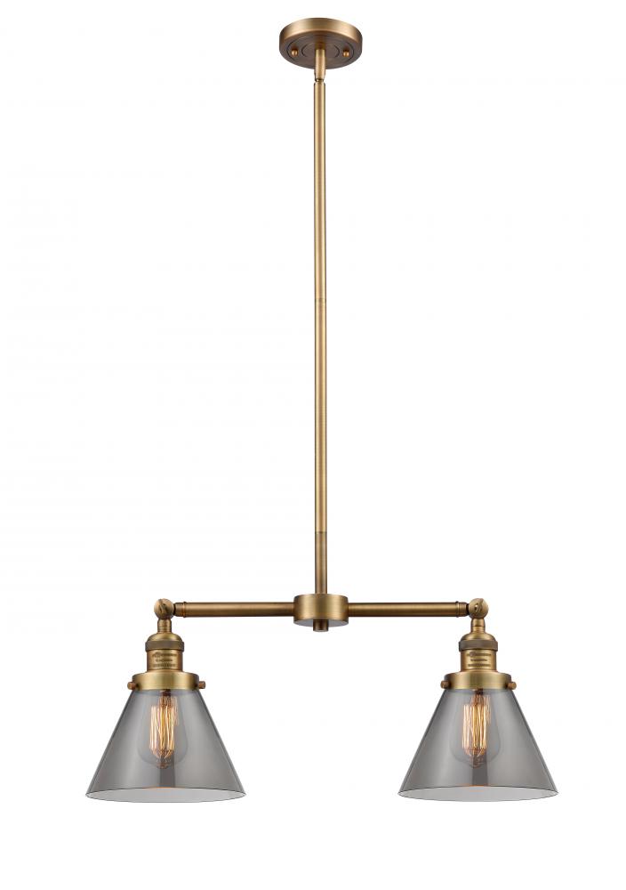 Cone - 2 Light - 21 inch - Brushed Brass - Stem Hung - Adjustable Island Light