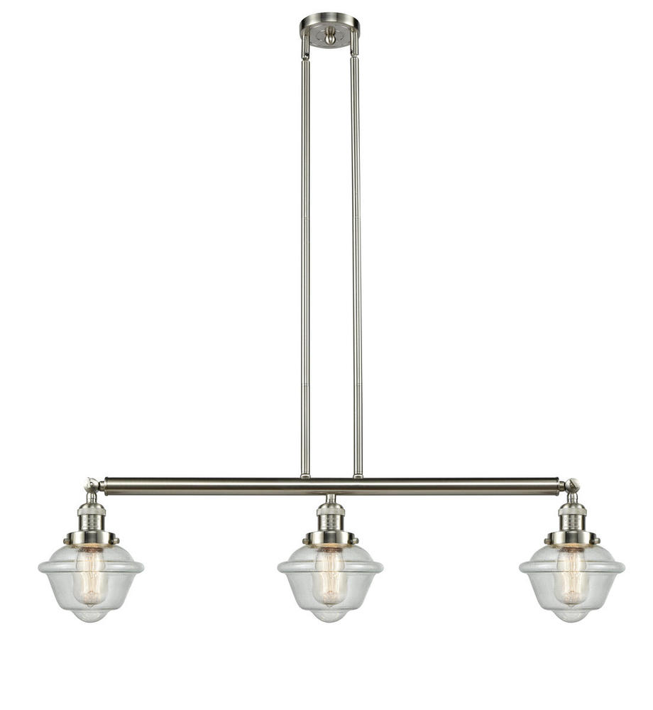 Oxford - 3 Light - 40 inch - Brushed Satin Nickel - Stem Hung - Adjustable Island Light