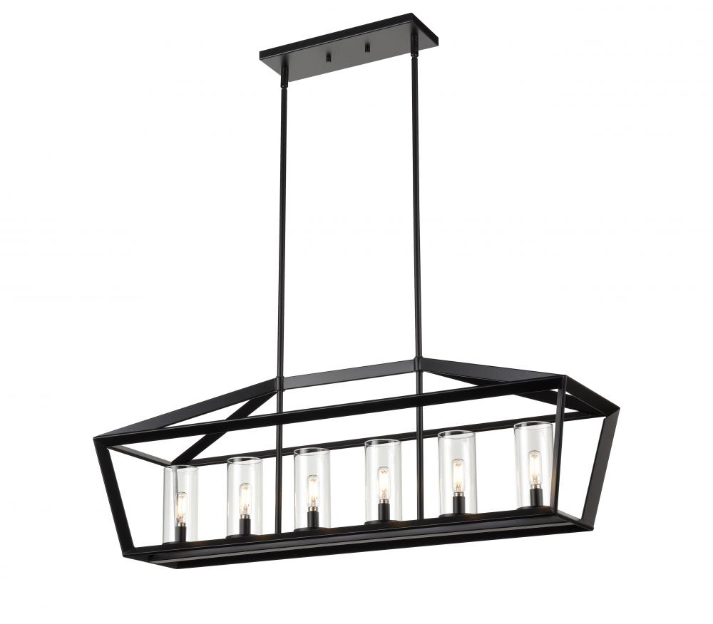 Colchester - 6 Light - 39 inch - Matte Black - Linear Pendant