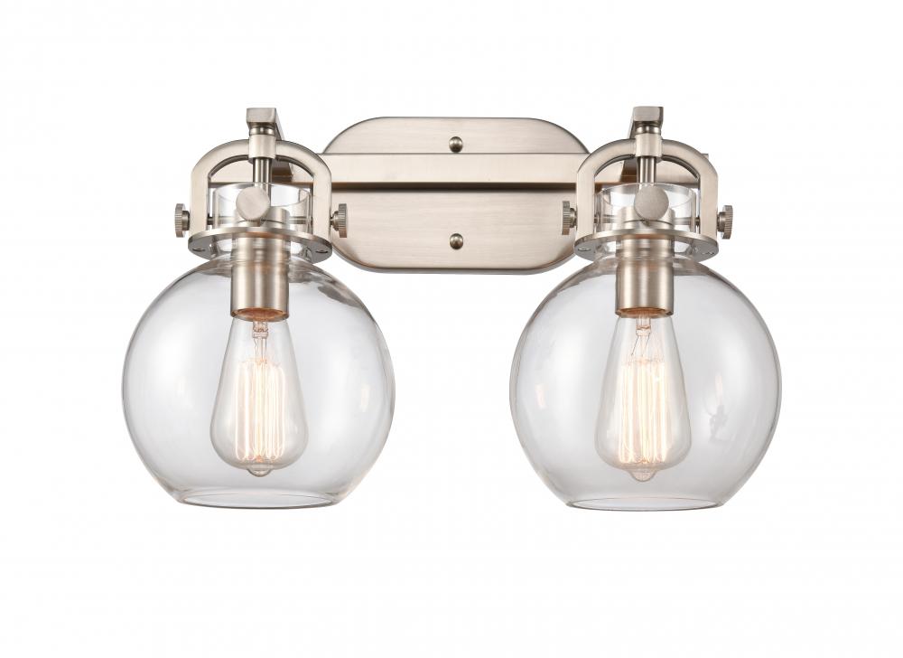 Newton Sphere - 2 Light - 17 inch - Brushed Satin Nickel - Bath Vanity Light