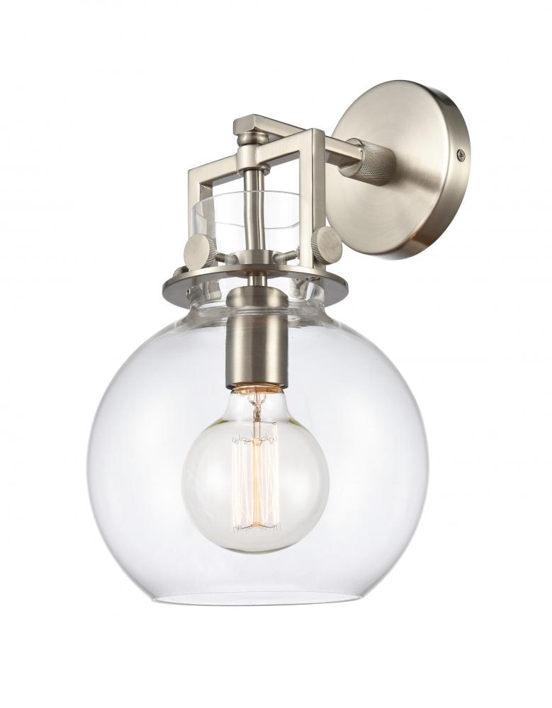 Newton Sphere - 1 Light - 8 inch - Satin Nickel - Sconce