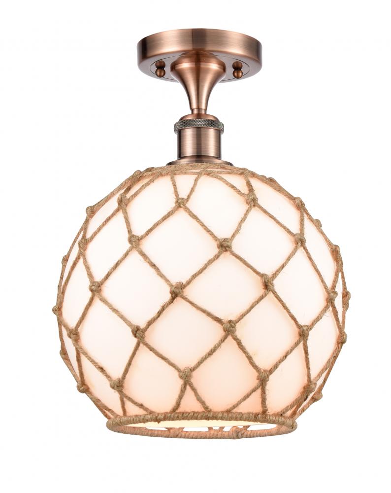 Farmhouse Rope - 1 Light - 10 inch - Antique Copper - Semi-Flush Mount