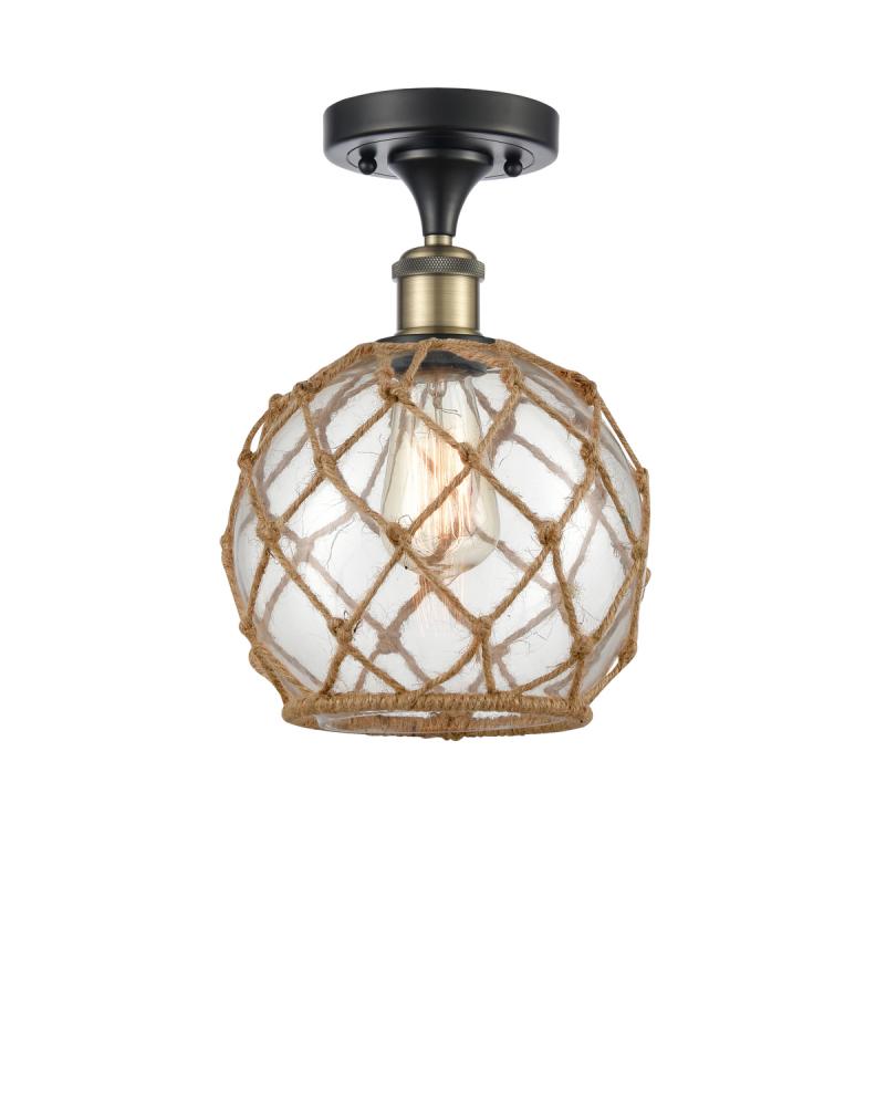 Farmhouse Rope - 1 Light - 8 inch - Black Antique Brass - Semi-Flush Mount