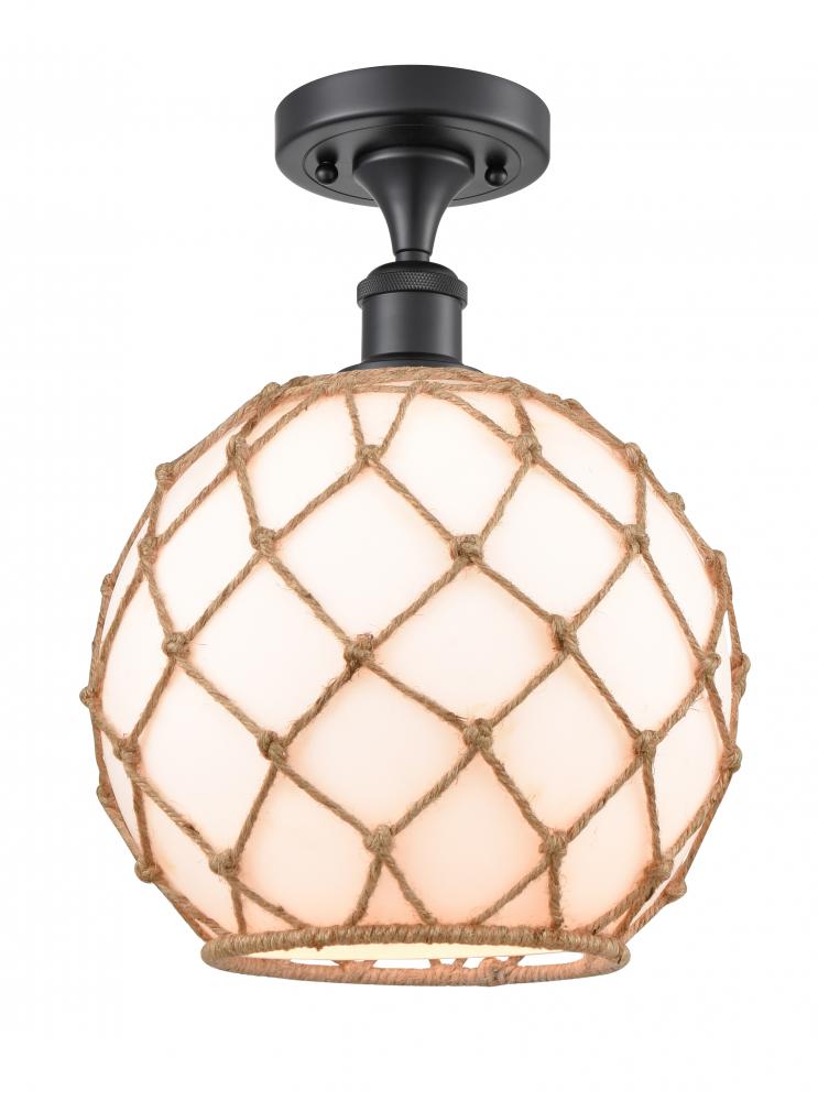 Farmhouse Rope - 1 Light - 10 inch - Matte Black - Semi-Flush Mount