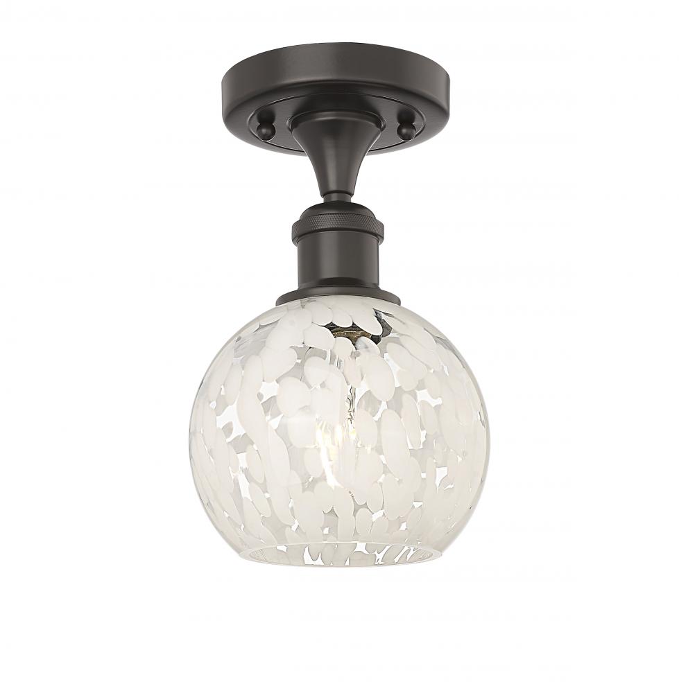 White Mouchette - 1 Light - 6 inch - Oil Rubbed Bronze - Semi-Flush Mount