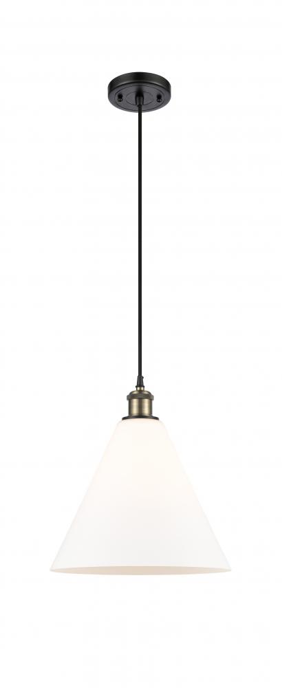 Berkshire - 1 Light - 12 inch - Black Antique Brass - Cord hung - Mini Pendant