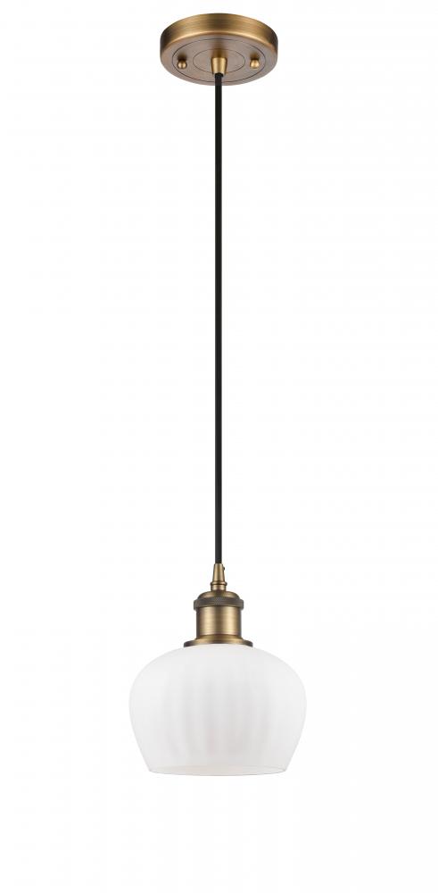 Fenton - 1 Light - 7 inch - Brushed Brass - Cord hung - Mini Pendant