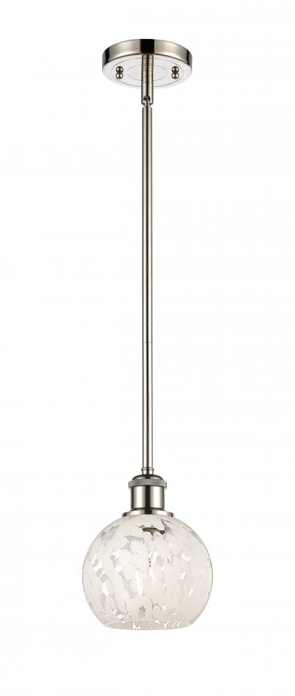 White Mouchette - 1 Light - 6 inch - Polished Nickel - Mini Pendant