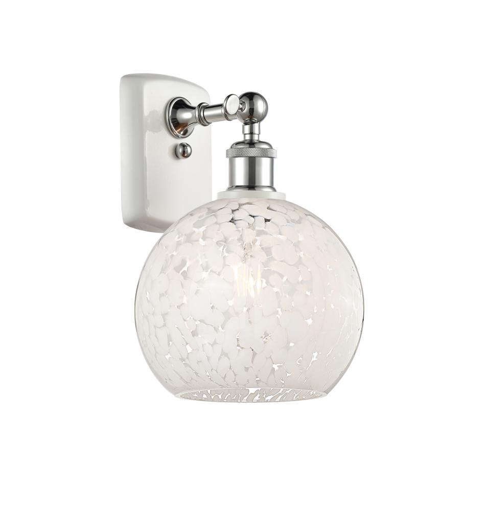 White Mouchette - 1 Light - 8 inch - White Polished Chrome - Sconce