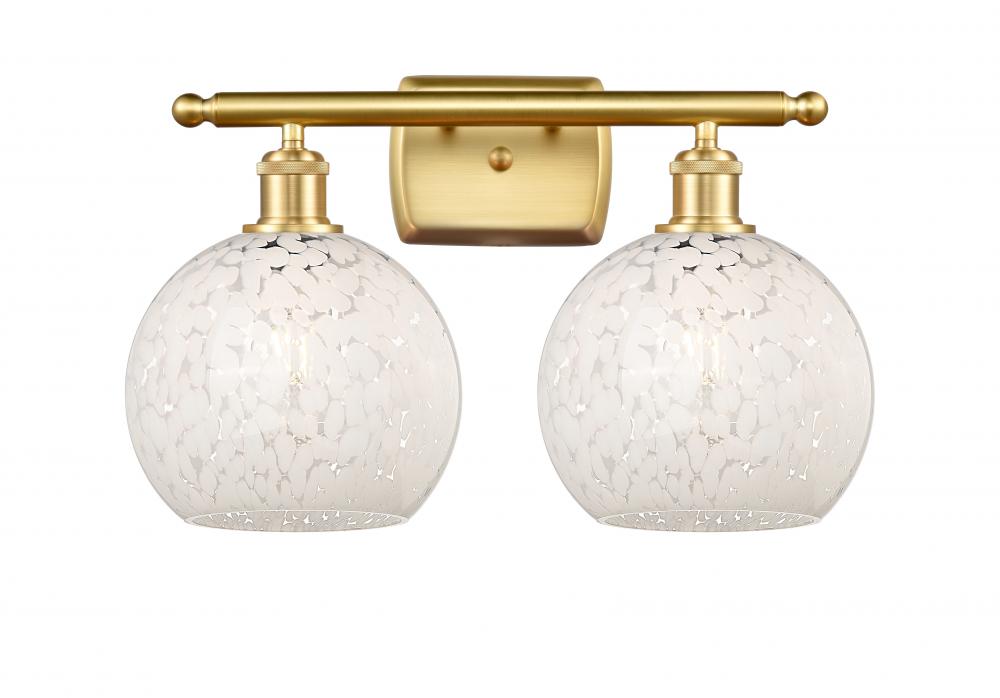 White Mouchette - 2 Light - 18 inch - Satin Gold - Bath Vanity Light