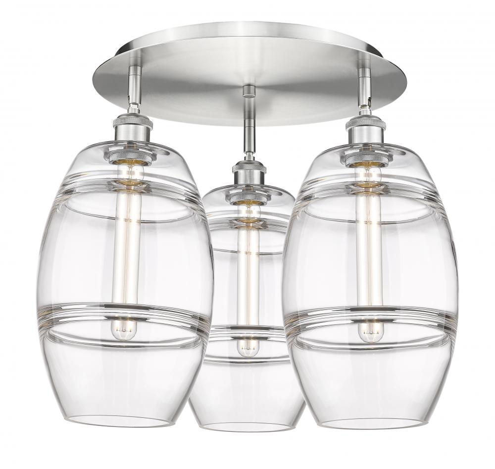 Vaz - 3 Light - 20 inch - Satin Nickel - Flush Mount