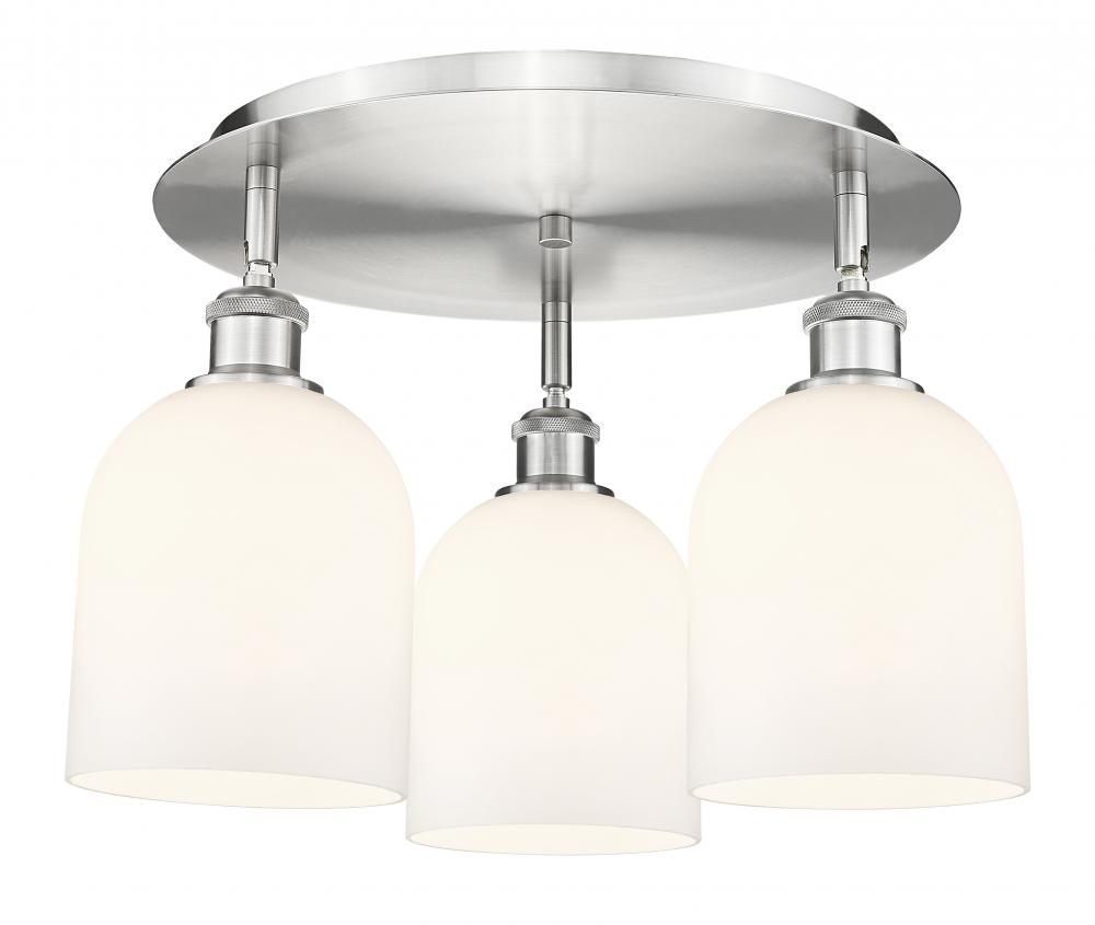 Bella - 3 Light - 17 inch - Satin Nickel - Flush Mount