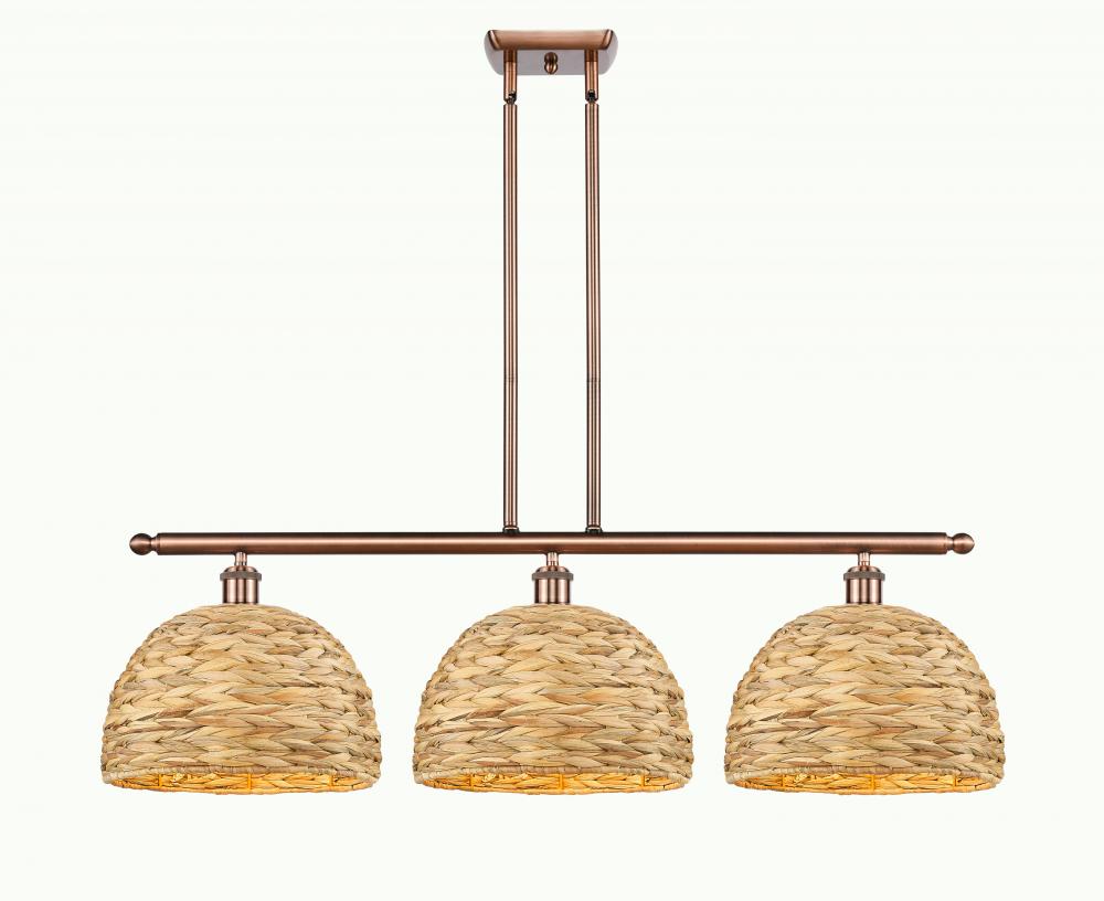 Woven Rattan - 3 Light - 39 inch - Antique Copper - Multi Pendant