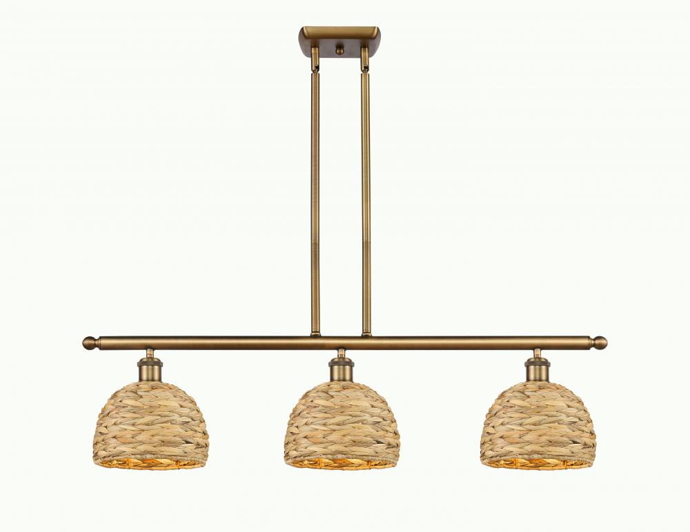 Woven Rattan - 3 Light - 36 inch - Brushed Brass - Multi Pendant