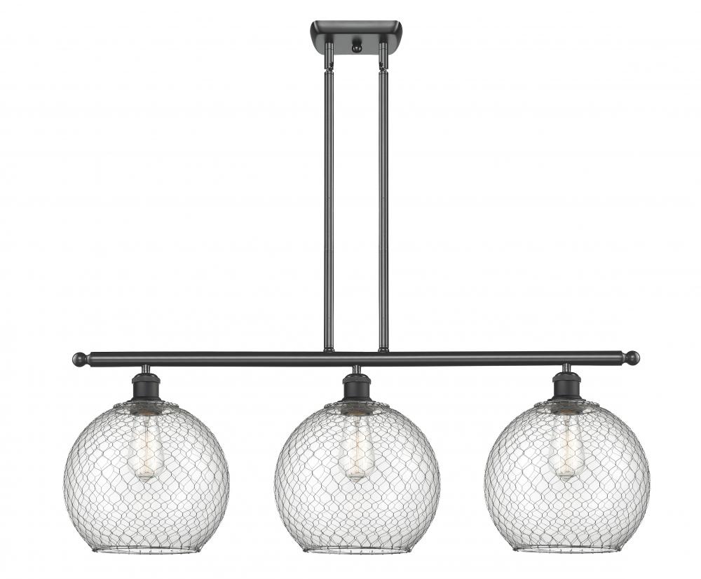 Farmhouse Chicken Wire - 3 Light - 37 inch - Matte Black - Cord hung - Island Light