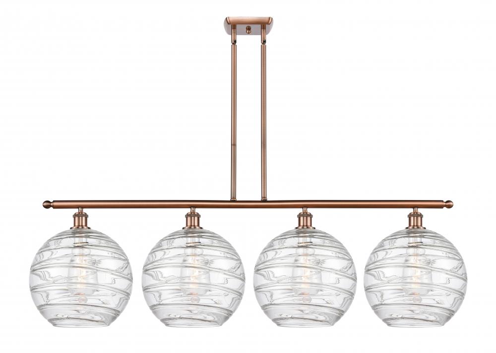 Athens Deco Swirl - 4 Light - 50 inch - Antique Copper - Cord hung - Island Light