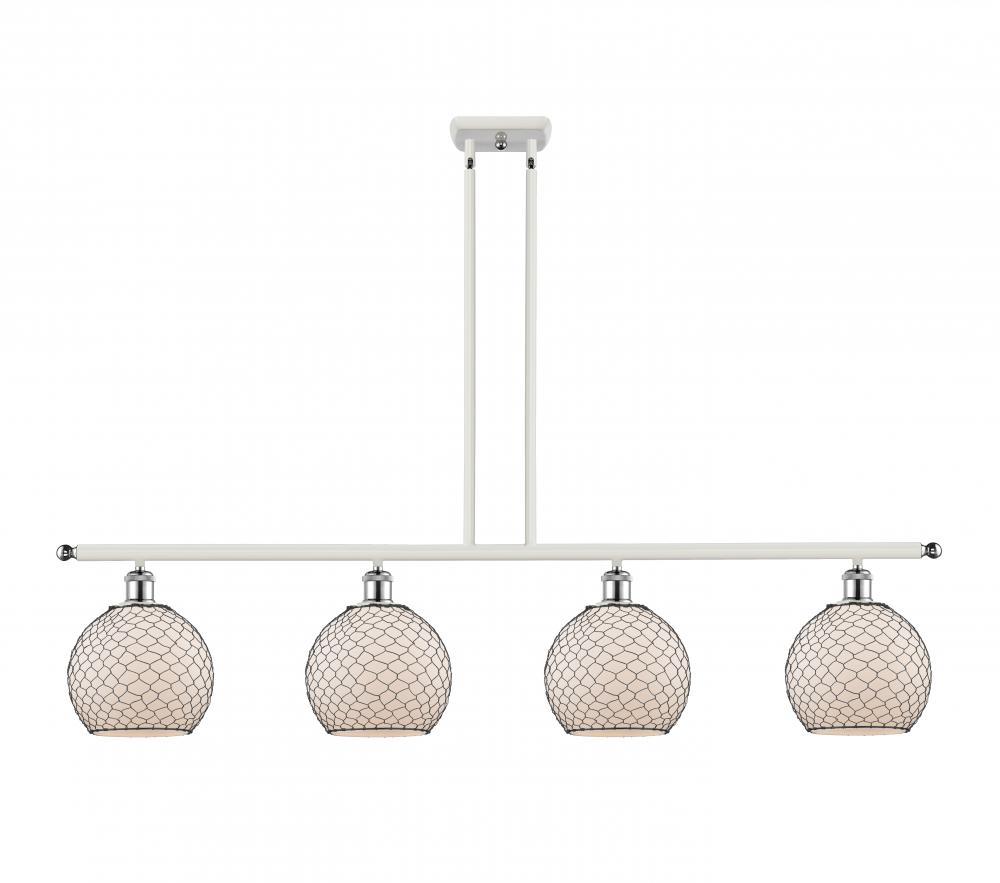 Farmhouse Chicken Wire - 4 Light - 48 inch - White Polished Chrome - Cord hung - Island Light