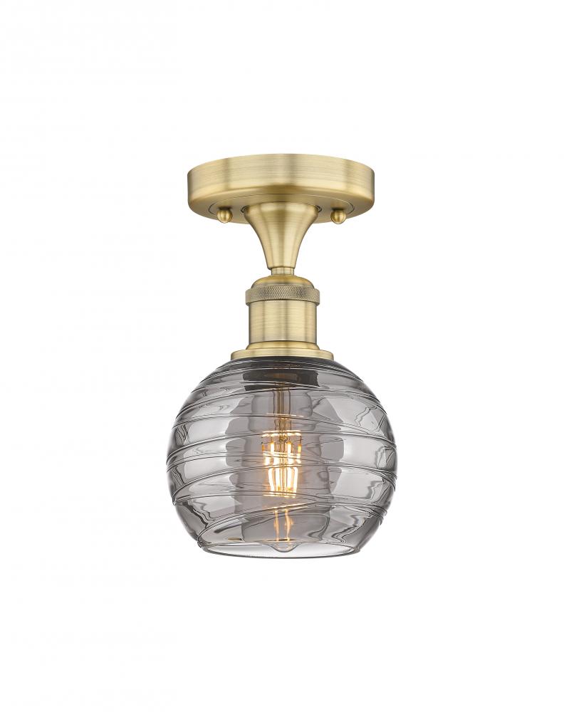 Athens Deco Swirl - 1 Light - 6 inch - Brushed Brass - Semi-Flush Mount