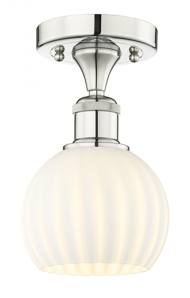 White Venetian - 1 Light - 6 inch - Polished Nickel - Semi-Flush Mount