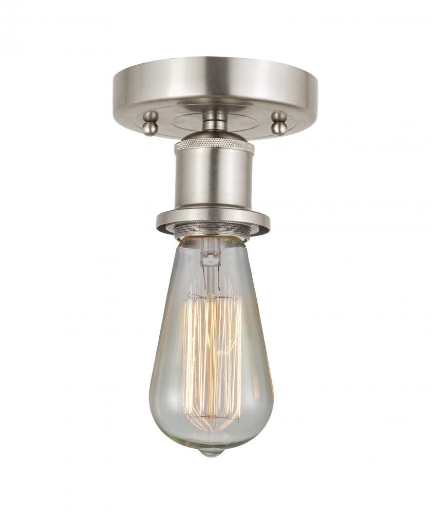 Bare Bulb - 1 Light - 2 inch - Brushed Satin Nickel - Semi-Flush Mount