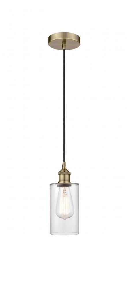 Clymer - 1 Light - 4 inch - Antique Brass - Cord hung - Mini Pendant