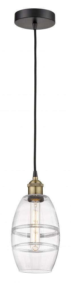 Vaz - 1 Light - 6 inch - Black Antique Brass - Cord hung - Mini Pendant