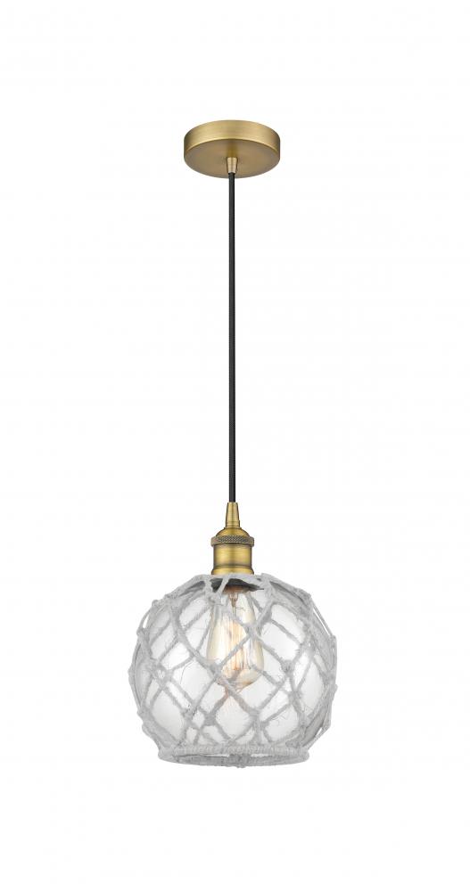 Farmhouse Rope - 1 Light - 8 inch - Brushed Brass - Cord hung - Mini Pendant