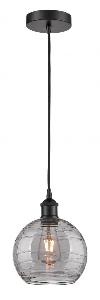 Athens Deco Swirl - 1 Light - 8 inch - Matte Black - Cord hung - Mini Pendant