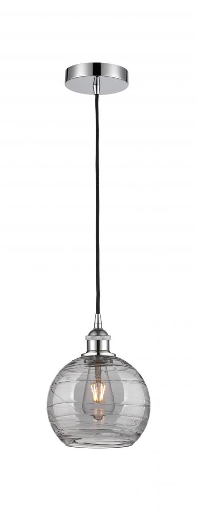 Athens Deco Swirl - 1 Light - 8 inch - Polished Chrome - Cord hung - Mini Pendant