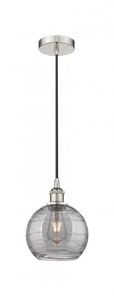 Athens Deco Swirl - 1 Light - 8 inch - Polished Nickel - Cord hung - Mini Pendant