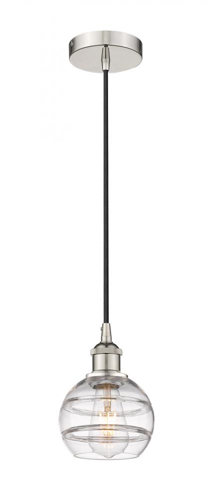 Rochester - 1 Light - 6 inch - Polished Nickel - Cord hung - Mini Pendant