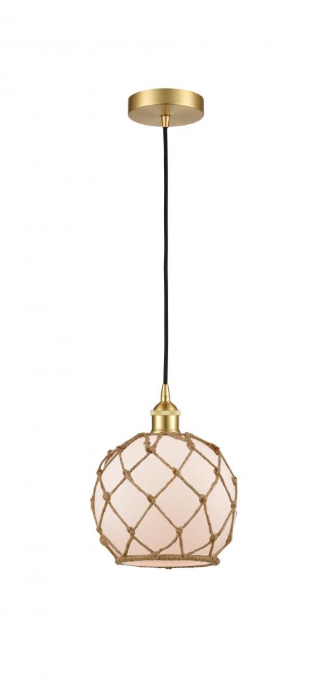 Farmhouse Rope - 1 Light - 8 inch - Satin Gold - Cord hung - Mini Pendant