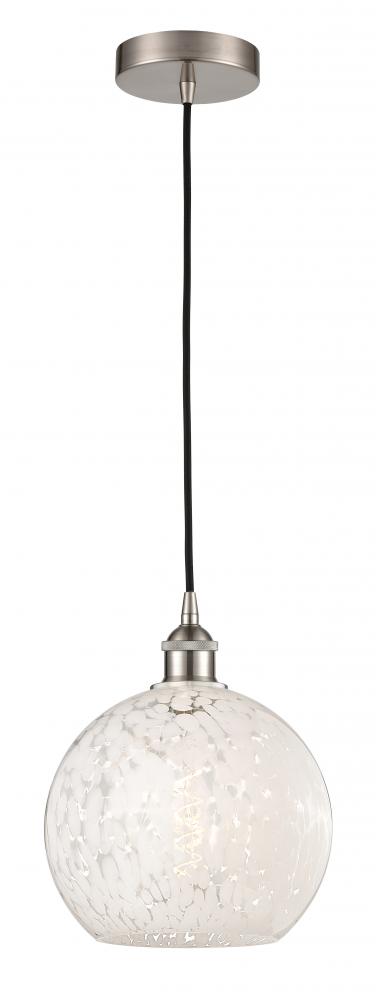 White Mouchette - 1 Light - 10 inch - Brushed Satin Nickel - Cord Hung - Mini Pendant