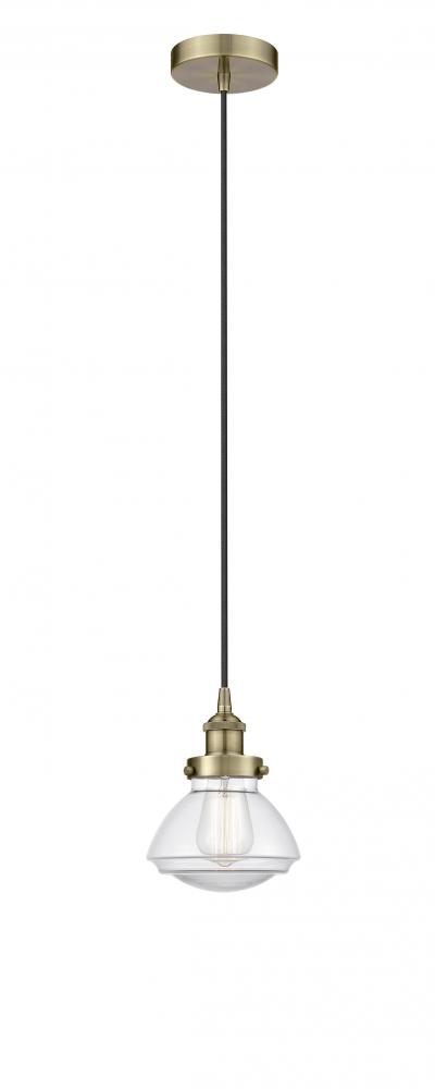 Olean - 1 Light - 7 inch - Antique Brass - Cord hung - Mini Pendant