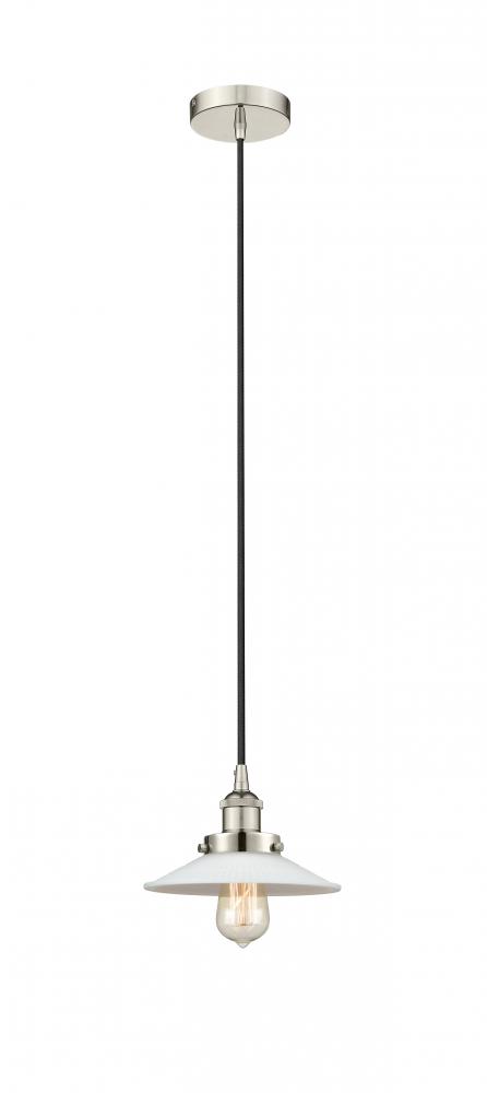 Halophane - 1 Light - 9 inch - Polished Nickel - Cord hung - Mini Pendant