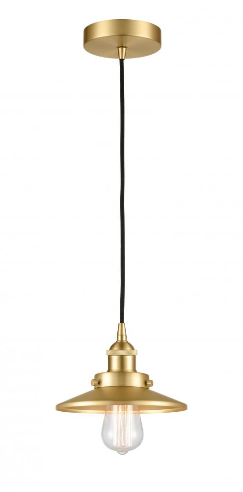 Edison - 1 Light - 8 inch - Satin Gold - Cord hung - Mini Pendant