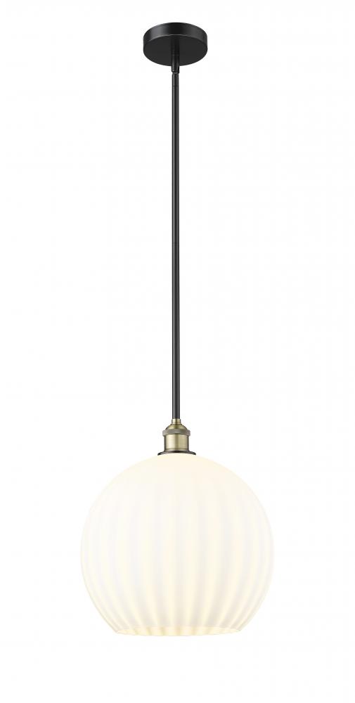 White Venetian - 1 Light - 14 inch - Black Antique Brass - Stem Hung - Pendant