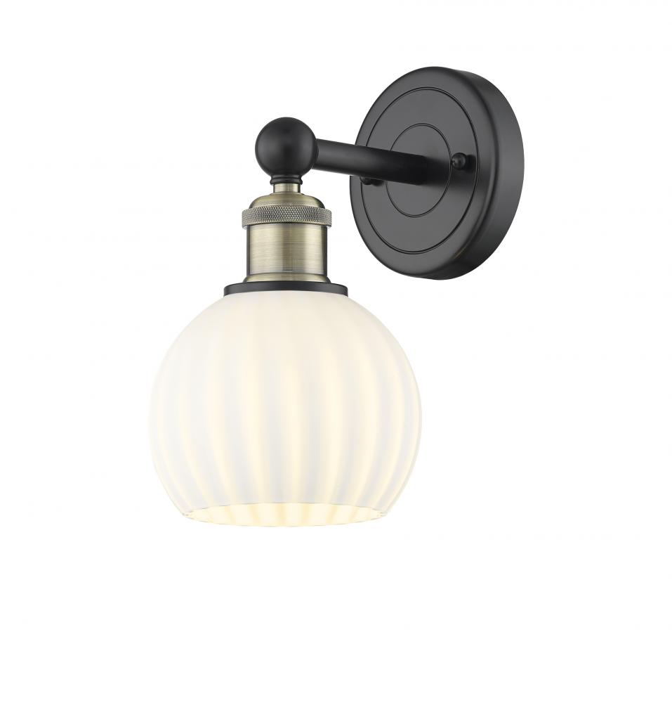 White Venetian - 1 Light - 6 inch - Black Antique Brass - Sconce