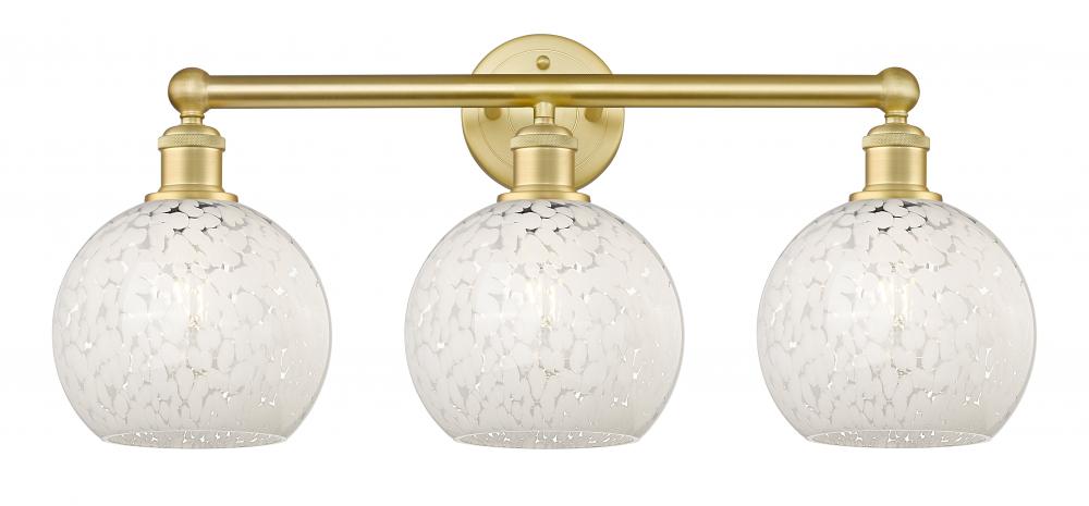 White Mouchette - 3 Light - 26 inch - Satin Gold - Bath Vanity Light