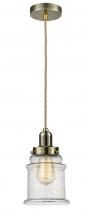 Innovations Lighting 100AB-10RE-0H-AB-G184 - Whitney - 1 Light - 8 inch - Antique Brass - Cord hung - Mini Pendant