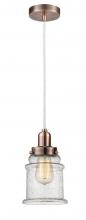 Innovations Lighting 100AC-10W-0H-AC-G184 - Whitney - 1 Light - 8 inch - Antique Copper - Cord hung - Mini Pendant