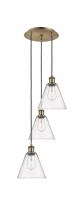 Innovations Lighting 113B-3P-AB-GBC-84 - Berkshire - 3 Light - 15 inch - Antique Brass - Cord Hung - Multi Pendant