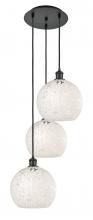 Innovations Lighting 113B-3P-BK-G1216-10WM - White Mouchette - 3 Light - 17 inch - Matte Black - Cord Hung - Multi Pendant