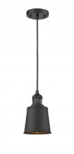 Innovations Lighting 201C-BK-M9-BK - Addison - 1 Light - 5 inch - Matte Black - Cord hung - Mini Pendant