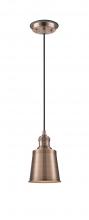 Innovations Lighting 201CBP-ACBK-M9-AC - Addison - 1 Light - 5 inch - Antique Copper - Cord hung - Mini Pendant