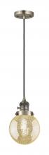 Innovations Lighting 201CSW-AB-G208-6 - Beacon - 1 Light - 6 inch - Antique Brass - Cord hung - Mini Pendant