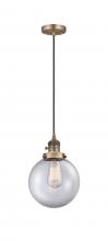 Innovations Lighting 201CSW-BB-G202-8 - Beacon - 1 Light - 8 inch - Brushed Brass - Cord hung - Mini Pendant