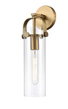 Innovations Lighting 413-1W-BB-4CL - Pilaster - 1 Light - 4 inch Glass - Brushed Brass - Sconce