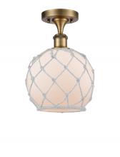 Innovations Lighting 516-1C-BB-G121-8RW - Farmhouse Rope - 1 Light - 8 inch - Brushed Brass - Semi-Flush Mount